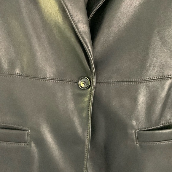 Banana Republic Vegan Leather Blazer jacket black size 6 classic elegant career - Picture 5 of 15